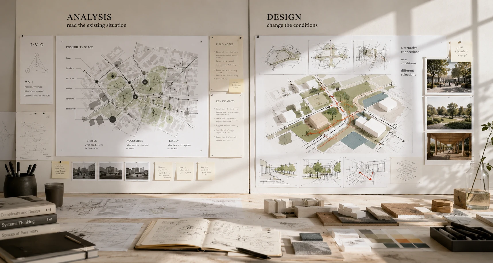 I·V·O analysis of an existing urban situation beside a design study for changed conditions
