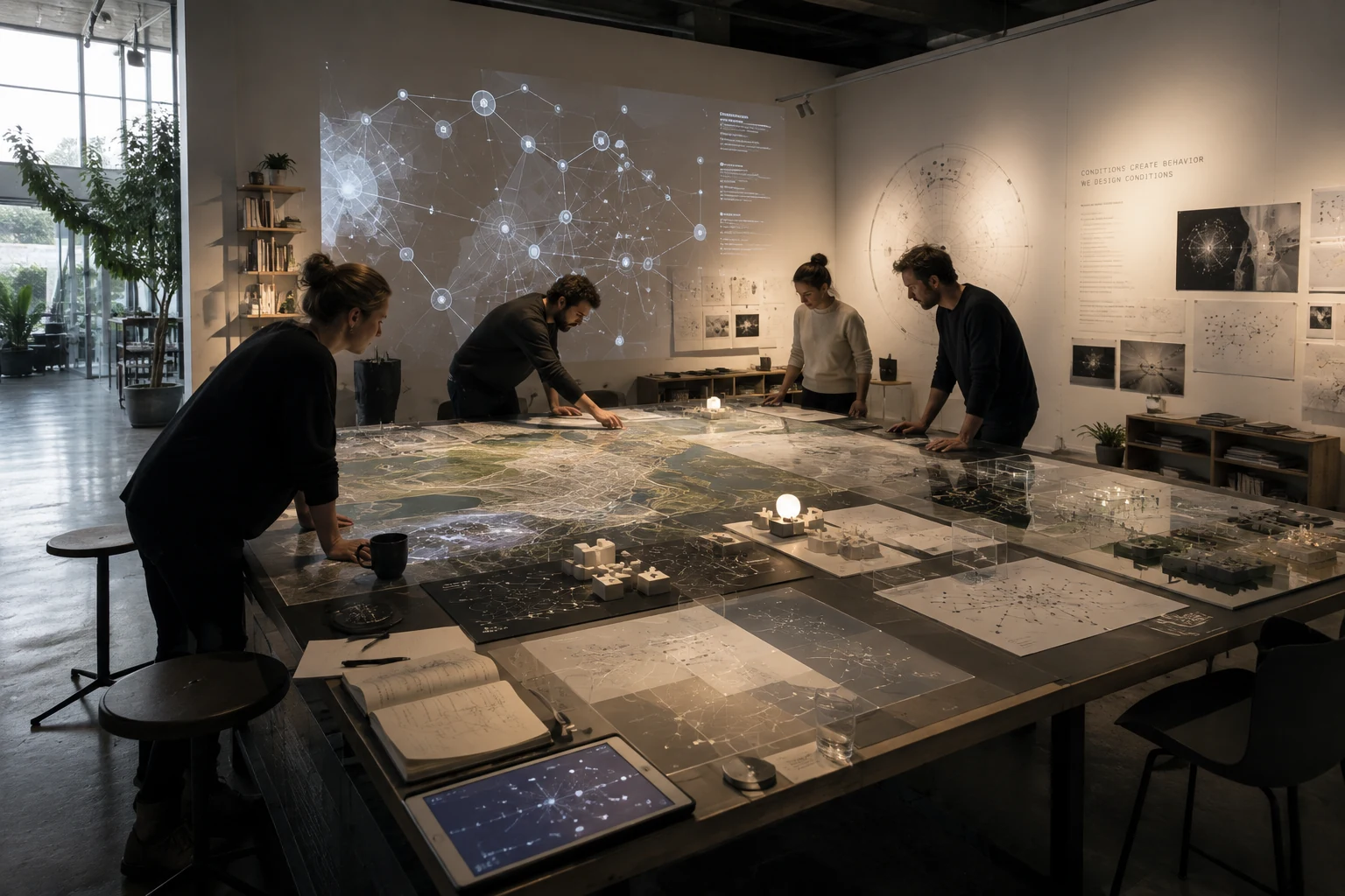 Concept design collaboration in a working studio