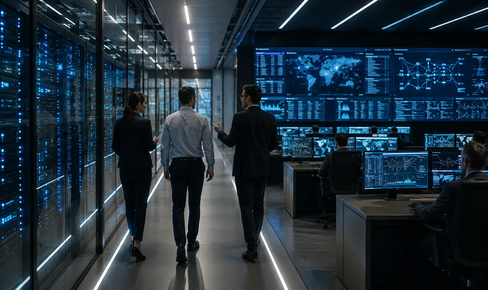 Technology team testing and developing a system in an operations environment