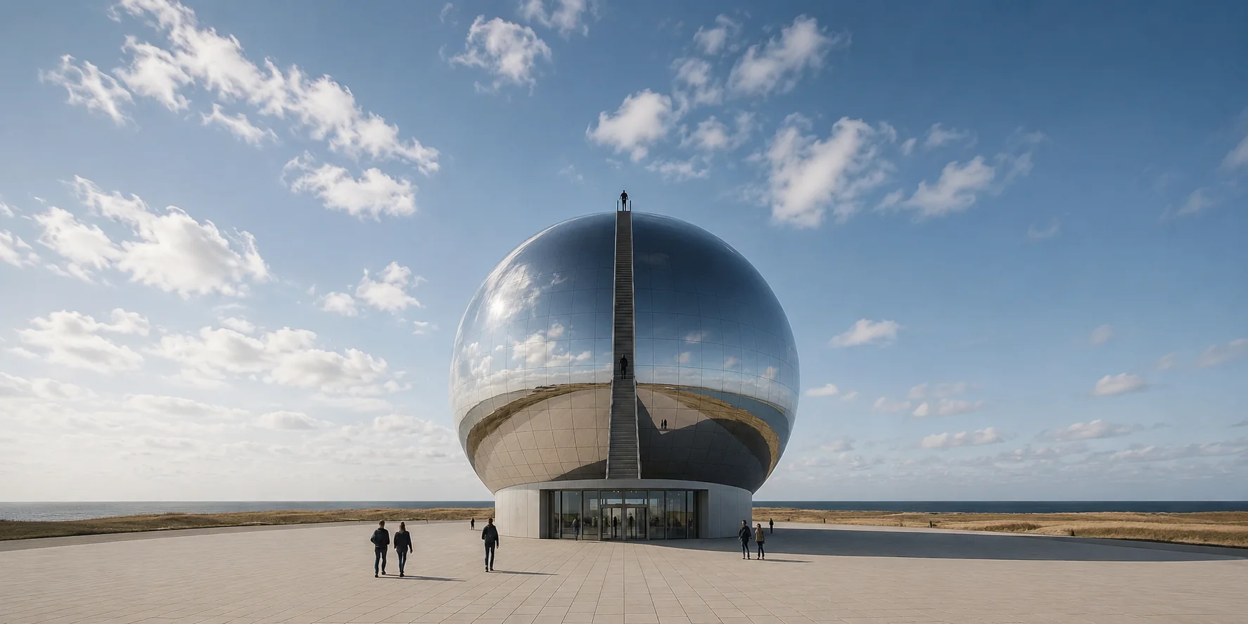 The Sphere public art landmark concept beneath an open sky